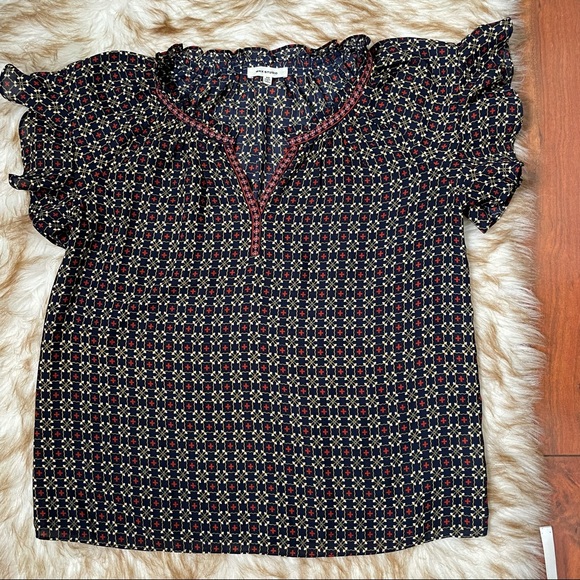 Max Studio geo print flutter sleeve blouse - Picture 3 of 7